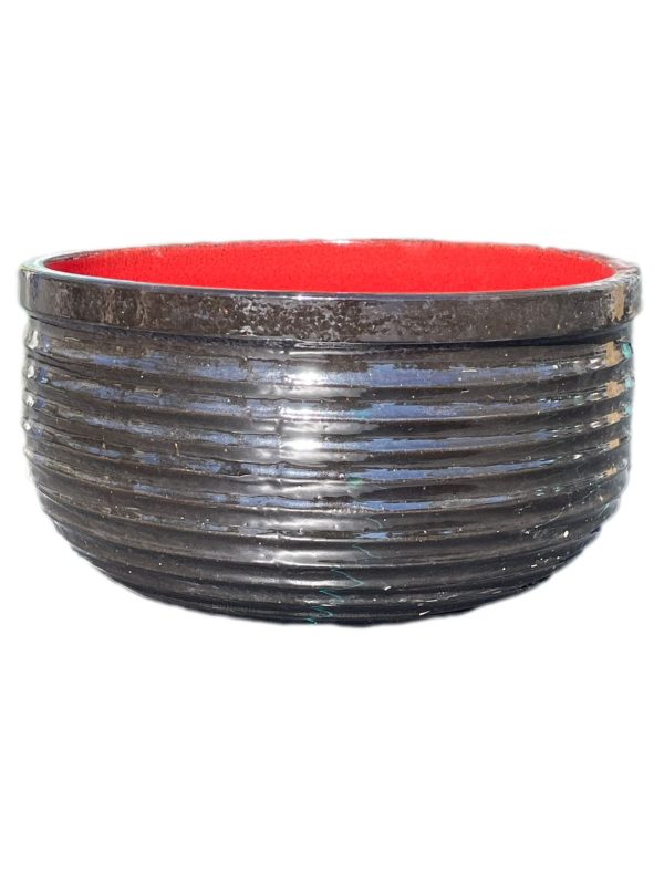 3123L14FS - Bright Red Ceramic Pond Planter - Glazed Inside - No Hole FREE SHIPPING For Sale