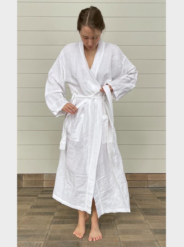 SOFT LINEN BATHROBE KIMINO NEUTRALS TONES Discount