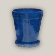 322M20FS - Double Blue Round Ceramic Planter with Saucer -  FREE SHIPPING on Sale