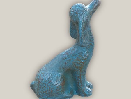 606R1A - Antique Aqua Long-Eared Dog Pottery Accent For Sale