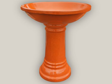 3103L36 - Atomic Orange Round Ceramic Bird Bath For Discount