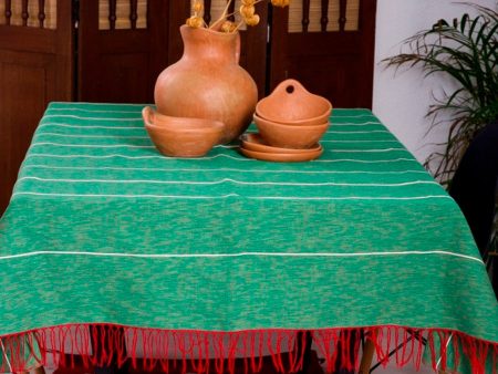 Green Handmade Tablecloth For Sale