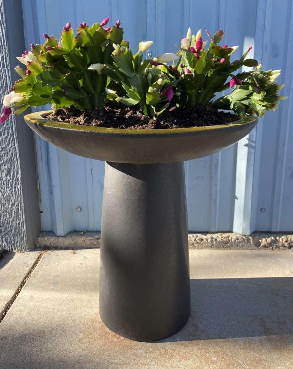 3106L72FS  - Ceramic Bird Bath - Falling Purple Top and Black Stand - FREE SHIPPING Online now