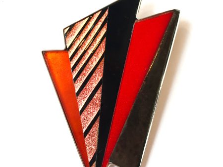 Striped Dichroic Pin in Salmon, Orange, Black Supply