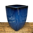 8107N8FS - Blue Milan Rounded Edge Square Ceramic Pot - FREE SHIPPING on Sale