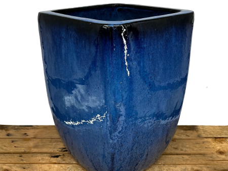 8107N8FS - Blue Milan Rounded Edge Square Ceramic Pot - FREE SHIPPING on Sale