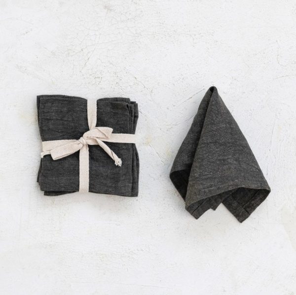 STONEWASHED LINEN COCKTAIL NAPKINS,  SET OF 4 on Sale