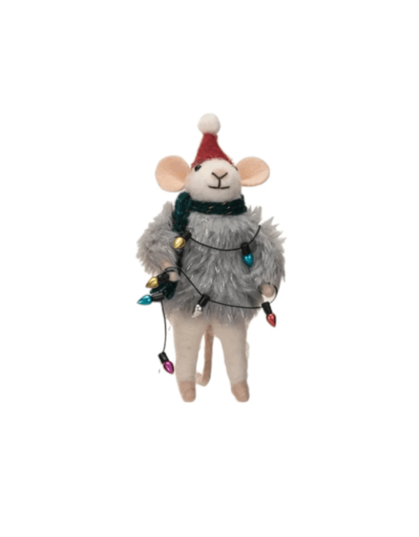 OUTFIT MICE FELT ORNAMENTS WITH FAUX FUR SWEATER on Sale