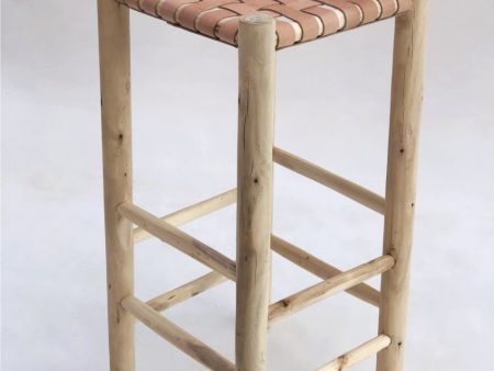 LEATHER WOVEN COUNTER TOP STOOL Online Hot Sale