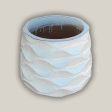 6101H25FS - White Modern Wave Round Ceramic Planters - FREE SHIPPING Fashion