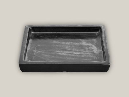 3127L1FS - Square | Black Ceramic Plant Saucer | High Fired Ecofriendly Clay - Sizes 8 -15  - FREE SHIPPING For Sale