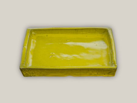 3127L38FS- Square | Yellow Ceramic Plant Saucer | High Fired Ecofriendly Clay - Sizes 8 -15  - FREE SHIPPING For Cheap