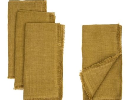 LINA LINEN NAPKINS, CUMIN SET OF 4 For Cheap