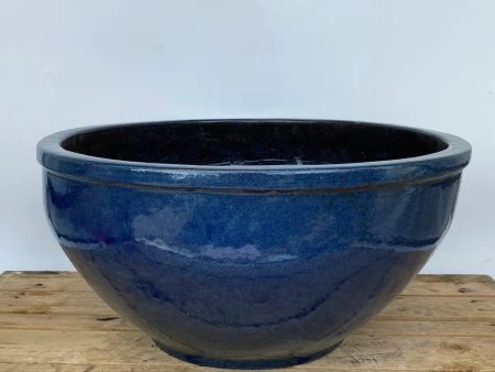 3009L15FS - Dark Blue Traditional Low Ceramic Bowl FREE SHIPPING For Sale