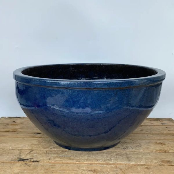 3009L15FS - Dark Blue Traditional Low Ceramic Bowl FREE SHIPPING For Sale