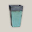 6018H6FS - Matte Black Turquoise Square Wedge Planter - FREE SHIPPING on Sale