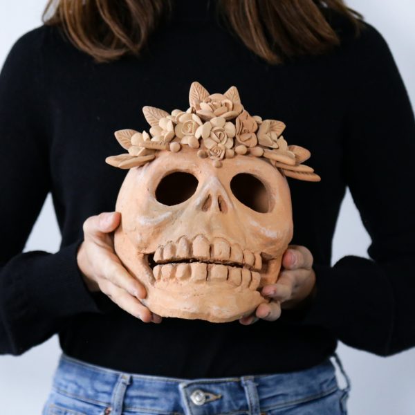 Raw Clay Flowers Calavera Skull For Sale