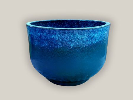 3043L52FS - Cream On Sky Blue Contemporary Low Ceramic Bowl FREE SHIPPING Sale