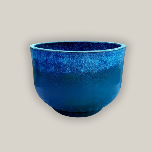 3043L52FS - Cream On Sky Blue Contemporary Low Ceramic Bowl FREE SHIPPING Sale