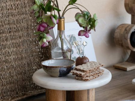 STONEWARE BOWL, REACTIVE GLAZE, BLUE & TAN COLOR For Sale