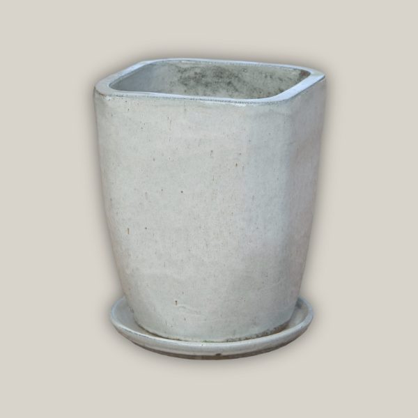 3052L2 - Vanilla Tapered Square Planter with Saucer Online