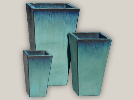 6018H1FS - Turquoise Square Wedge Planter - FREE SHIPPING Fashion