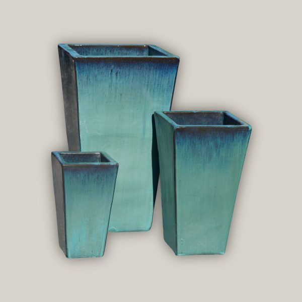 6018H1FS - Turquoise Square Wedge Planter - FREE SHIPPING Fashion