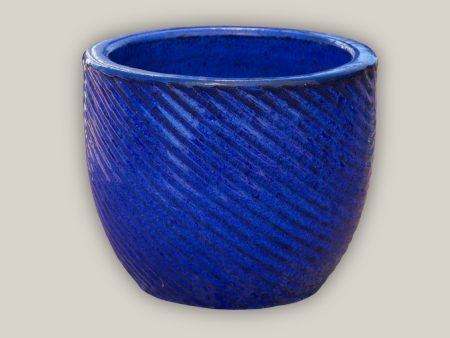 8981N8 - Blue Round Swirl Planter Hot on Sale