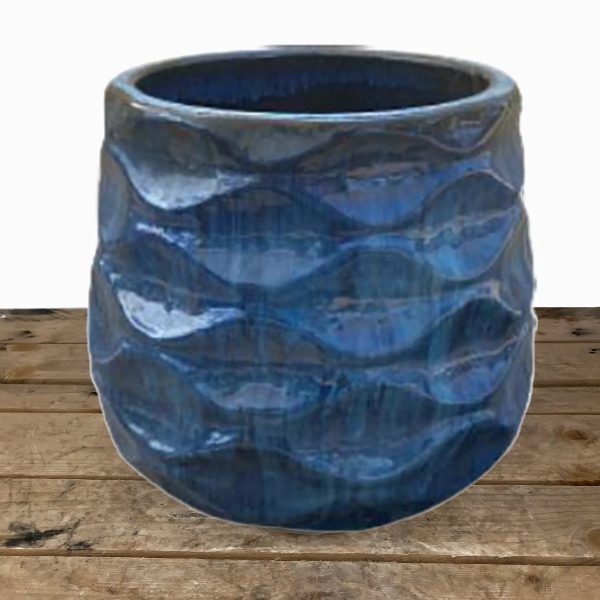 6101H76FS - Deep Turquoise Modern Wave Round Ceramic Planters - FREE SHIPPING For Cheap