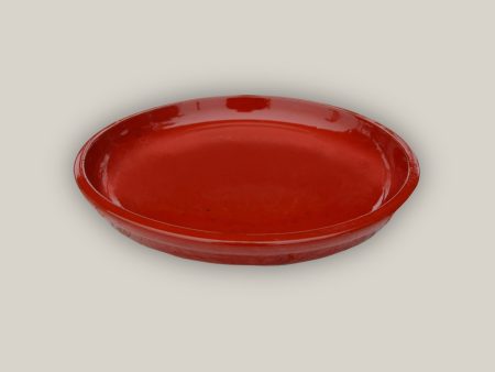 6135H44FS - Round | Chili Red Ceramic Plant Saucer | High Fired Ecofriendly Clay - Sizes 8 -24  - FREE SHIPPING For Discount