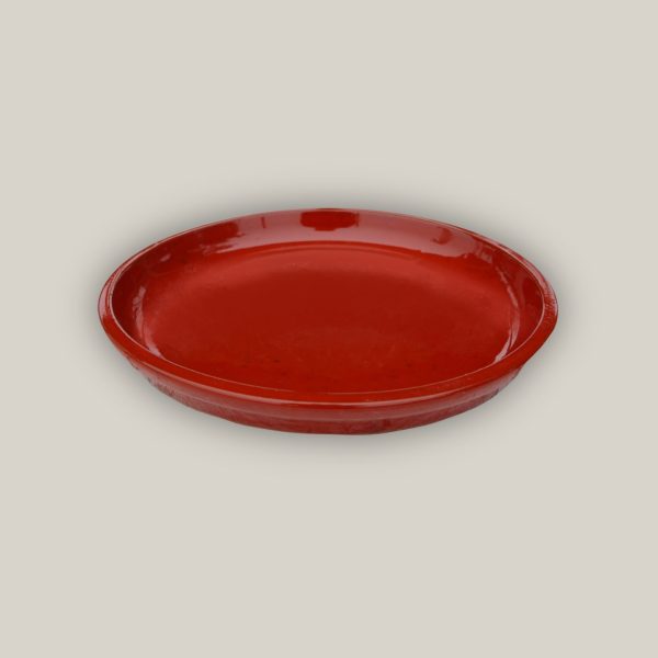 6135H44FS - Round | Chili Red Ceramic Plant Saucer | High Fired Ecofriendly Clay - Sizes 8 -24  - FREE SHIPPING For Discount