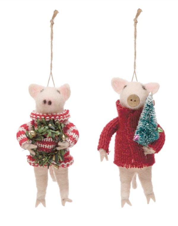 WOOL FELT PIG IN SWEATER ORNEMENT Discount