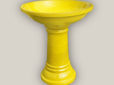 3103L38 - Yellow Ceramic Bird Bath- Yellow Stand Online now