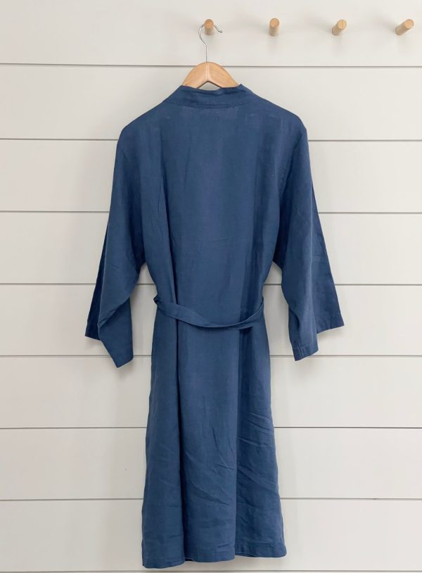 STONEWASH 100% FRENCH FLAX LINEN CLASSIC BATHROBE For Sale