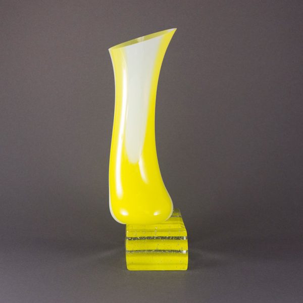 Yellow and White Vessel on Plinth Online Sale