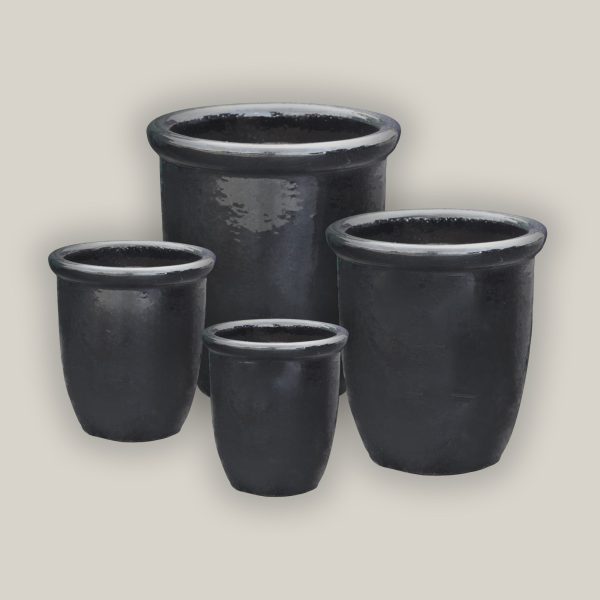 6026H34FS - Glossy Black Cana Pot - FREE SHIPPING on Sale