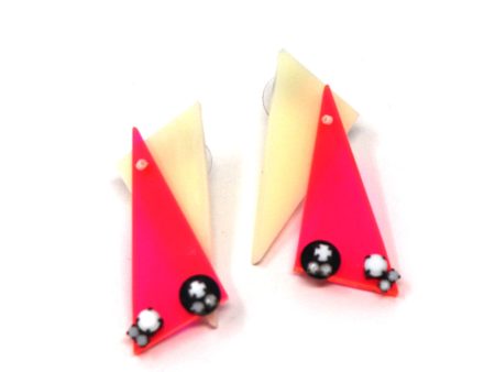 Two Piece Acrylic Post Earrings with Rhinestones Discount