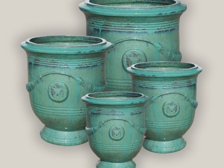 1-4023AQFS - Aqua Medallion Urn - FREE SHIPPING For Sale