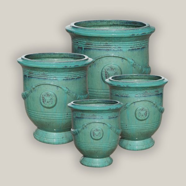 1-4023AQFS - Aqua Medallion Urn - FREE SHIPPING For Sale