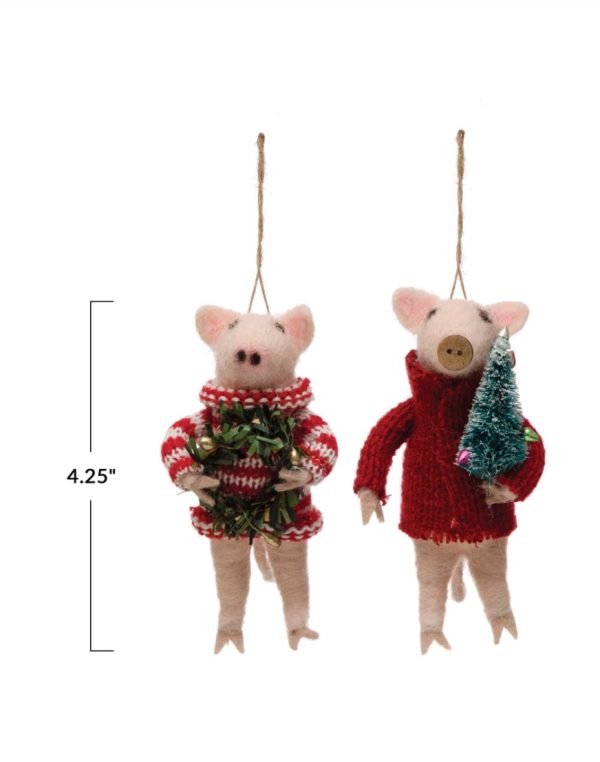 WOOL FELT PIG IN SWEATER ORNEMENT Discount