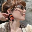 XL Rounded Half Pink Acraea Butterfy Earrings Discount