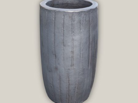 8423N14 - Matte Black Vertical Lines Round Ceramic Planter Online Sale