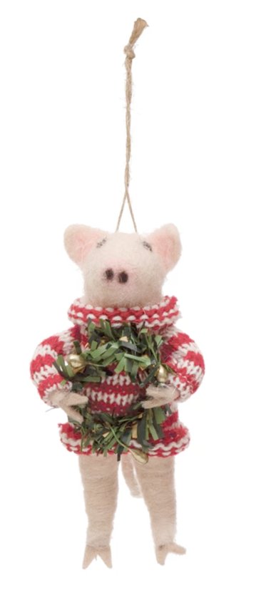 WOOL FELT PIG IN SWEATER ORNEMENT Discount