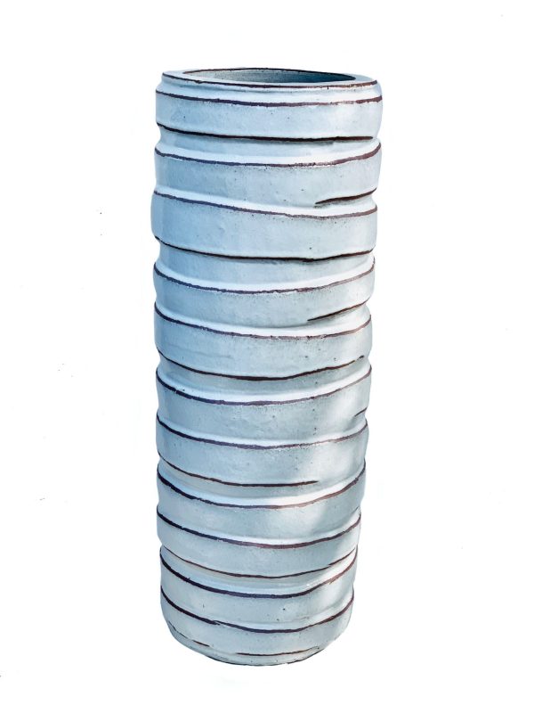 8403N43 - Antique White Striped Cylinder Ceramic Planter Hot on Sale