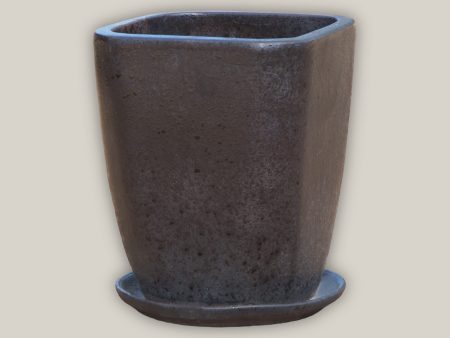 3052L80FS - Speckled Black Tapered Square Planter with Saucer FREE SHIPPING Discount