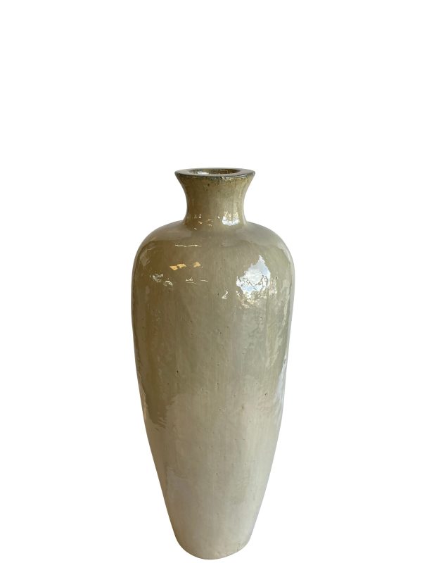 5111N7 - Cream Ceramic Tall Tapered Vase Pot Cheap