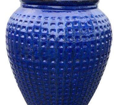 8171N8 - Blue Ceramic Waffle Jar - Large Online Sale