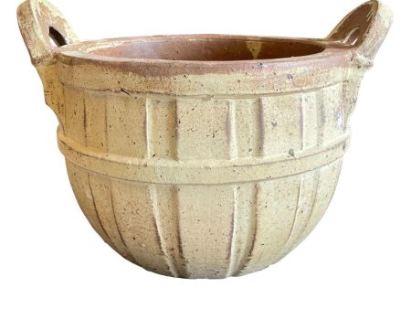 710R32 - Rustic Yellow Ceramic Basket Planter with Handles Online Sale