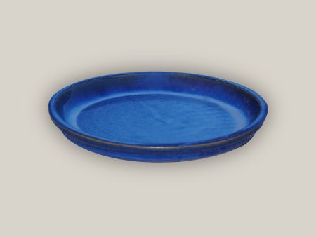 6135H47FS - Round | Blue Ceramic Plant Saucer | High Fired Ecofriendly Clay - Sizes 8 -24  - FREE SHIPPING For Discount