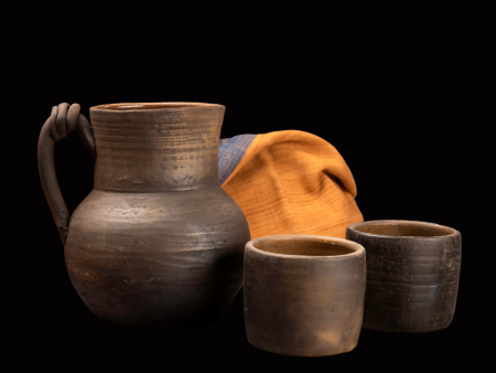 Artisanal Earthenware Water Pitcher And Cup Set Hot on Sale